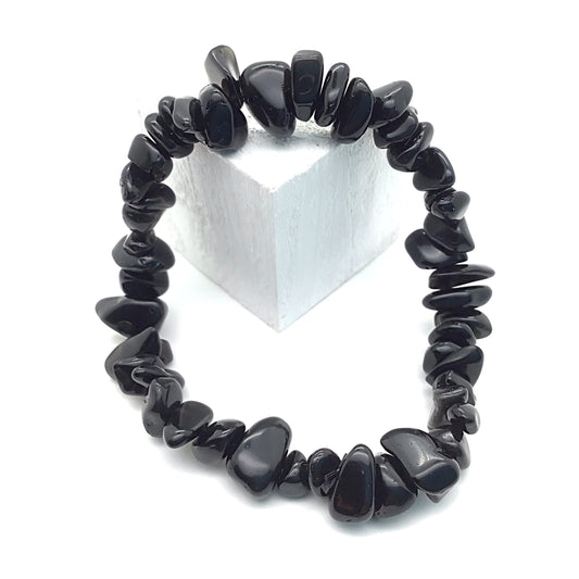 Pulsera turmalina negra chip elástica